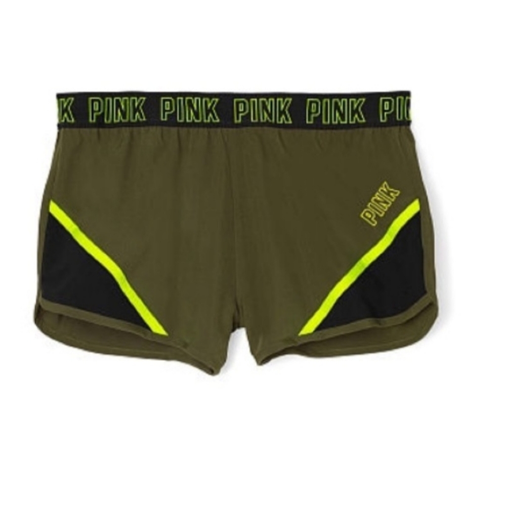 VICTORIA'S SECRET PINK Running Athletic Shorts Green  ** Medium ** EUC !!